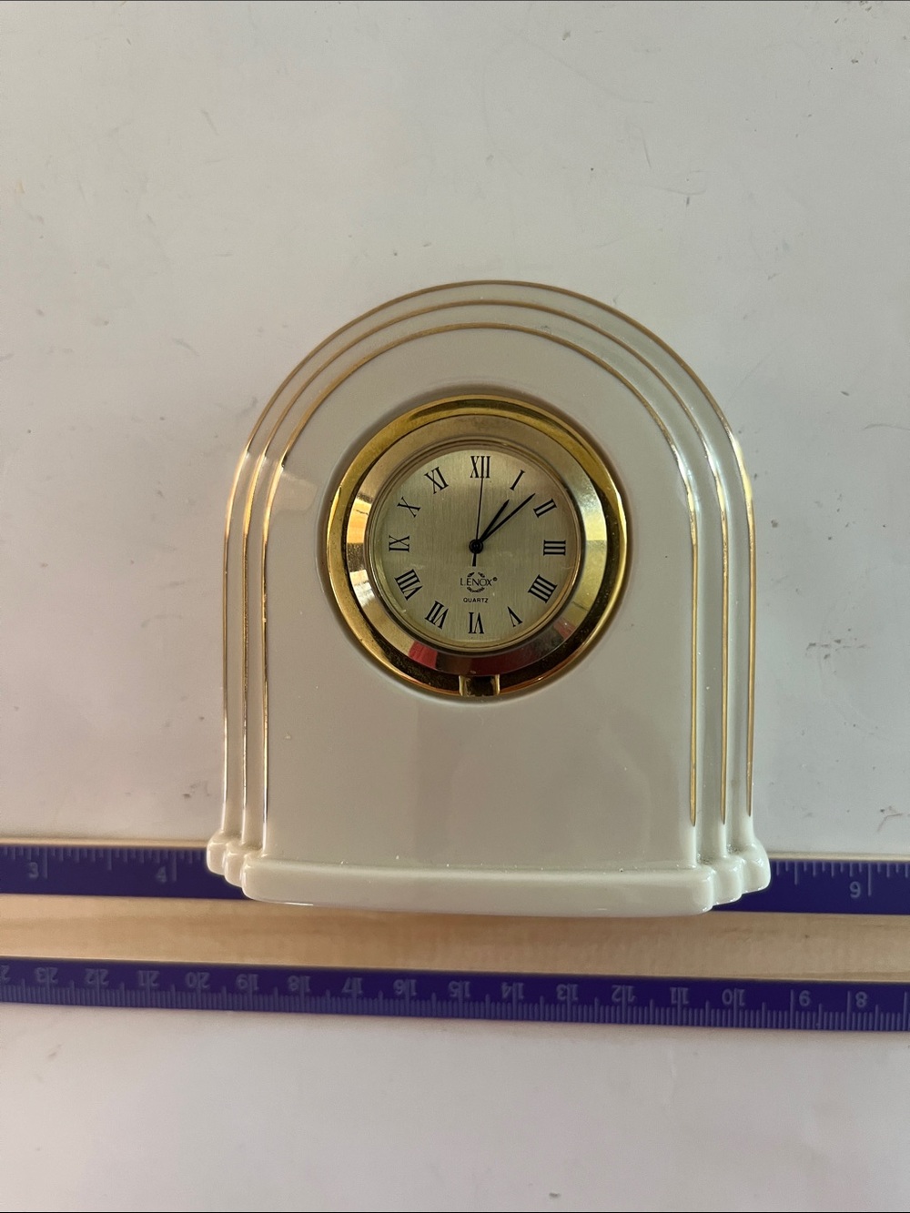 Lenox White and Gold China Desk Clock